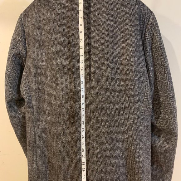 Sport Coat Blazer Jacket Herringbone Black Gray Tweed Men's Size 46L 100% Wool - Picture 9 of 9